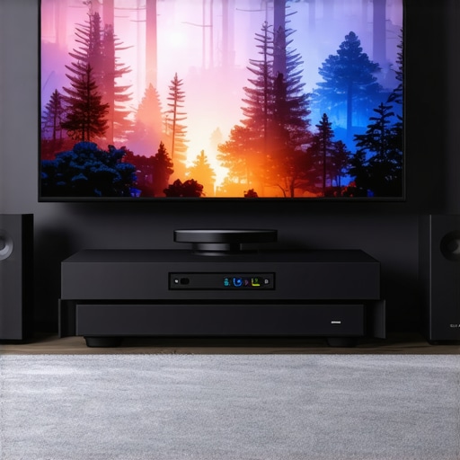 Future-Proof Home Audio System Elegant home theater with advanced audio setup and smart controls