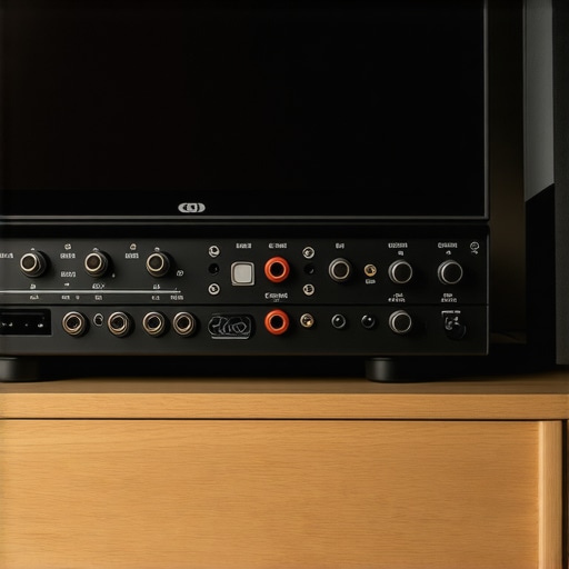 Professional Home Audio Setup A professional home audio setup with calibration tools and neatly arranged cables.