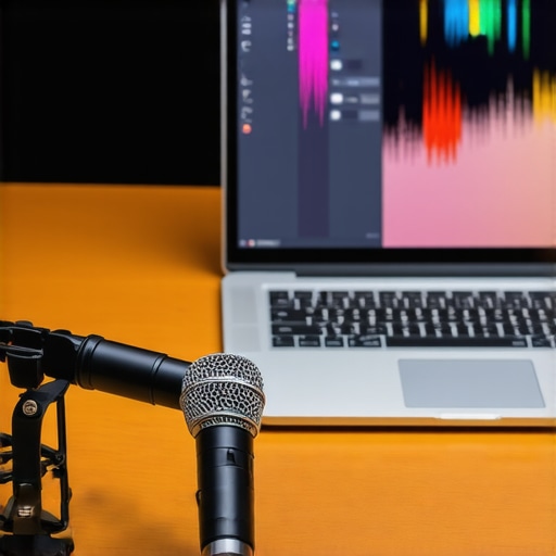 Calibration microphone connected to a laptop for audio system tuning