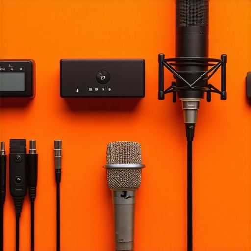 Professional audio calibration tools and microphone used for maintaining home theater sound quality.