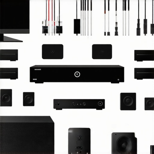 A collection of professional tools and equipment used for maintaining a home audio system.