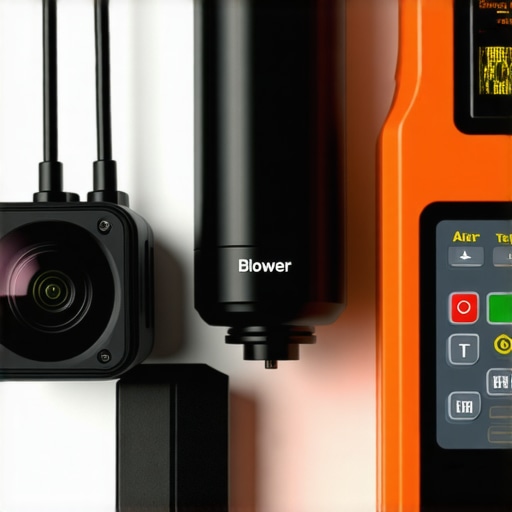 Tools for maintaining high-end home theater equipment like thermal camera, cable tester, and air blower