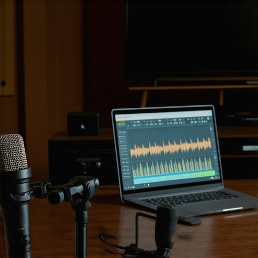 Detailed image showing calibration tools and equipment for high-end home theater audio setup.