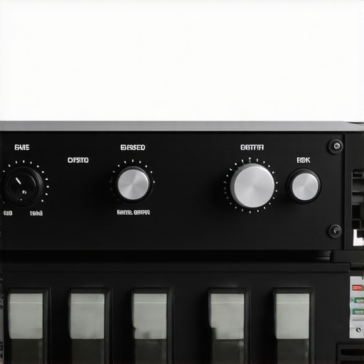 A technician calibrating a home theater system with advanced measurement tools