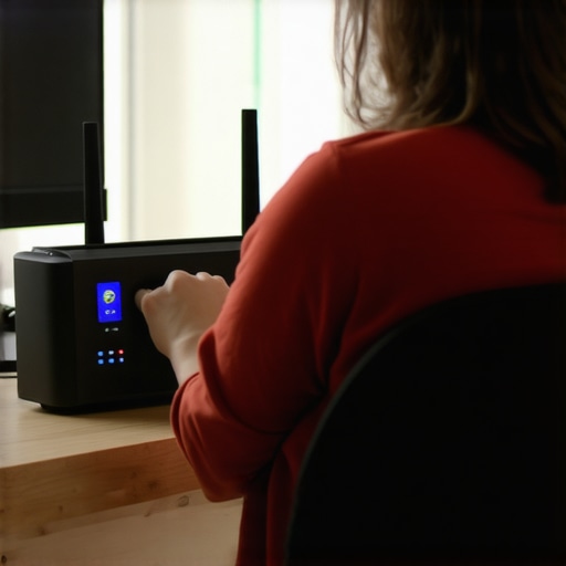 Person configuring QoS settings on a wireless router to prioritize media devices.