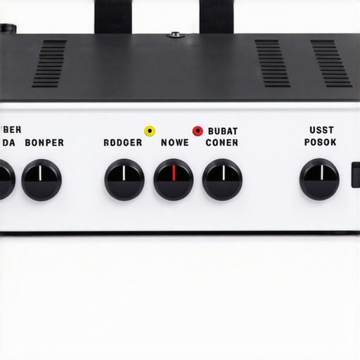 Close-up image of a high-quality budget power amplifier showing LED indicators and controls