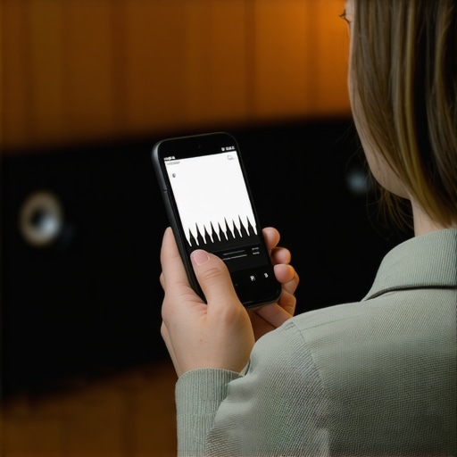 Person using a smartphone to fine-tune home theater speaker levels
