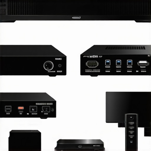 Professional HDMI analyzer monitoring signal exchanges between home theater components.