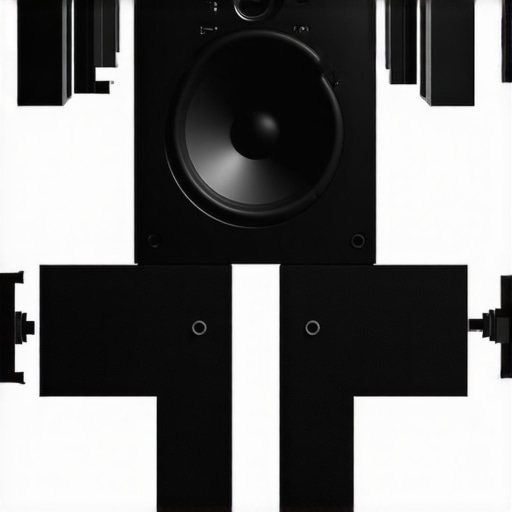 Subwoofer placement in a cozy room with calibration tools and sound level meters