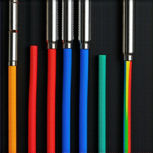 Close-up of shielded audio speaker cables with connectors in a home theater