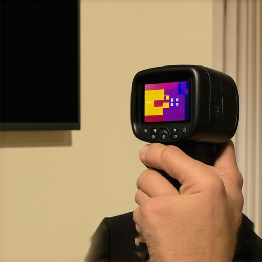Person using thermal imaging camera on AV equipment to detect overheating
