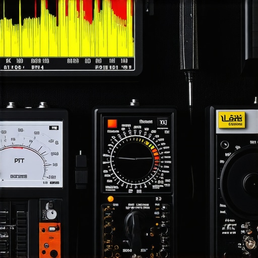 Advanced Tools for Home Audio Maintenance Professional audio diagnostic tools including multimeter and spectrum analyzer in a modern home theater setup