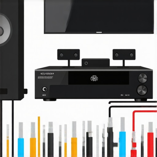 Diagram showing organized wiring for a home speaker system with clear pathways and connection points.