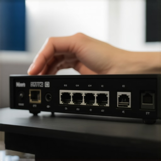  technician configuring Ethernet adapter on media hub to optimize streaming performance