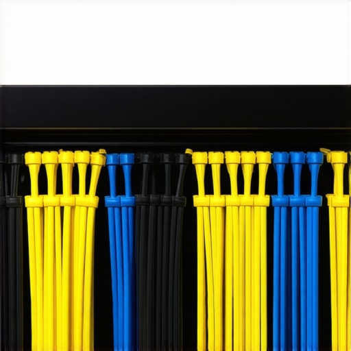 Neatly Managed Home Theater Cables A clean and organized home theater rack showing neatly arranged and labeled cables with conduits and cable ties.