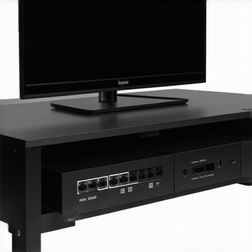 Organized Home Media System Home media setup with organized cables and wired connections