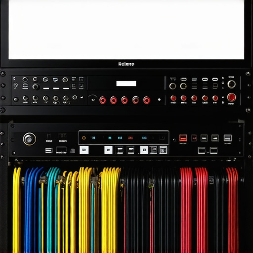Clean and organized home theater setup with cables and AV gear
