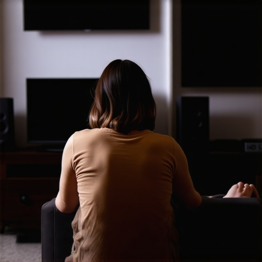 Adjusting Surround Speakers Person positioning rear surround speakers at ear level for immersive home theater sound