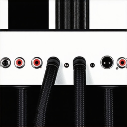 High-Quality Home Theater Wiring Detail shot of premium speaker cables connected to an AV receiver in a sleek home theater