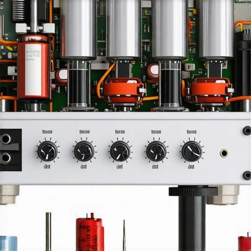 Close-up view of vintage amplifier internals with new capacitors and cleaned contacts.