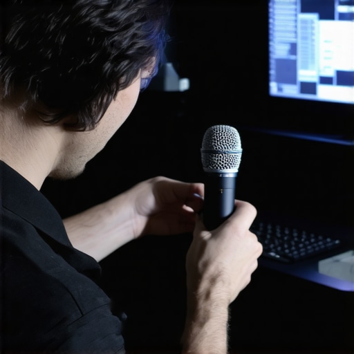 Precision AV System Calibration Technician calibrating high-end home theater with measurement tools.