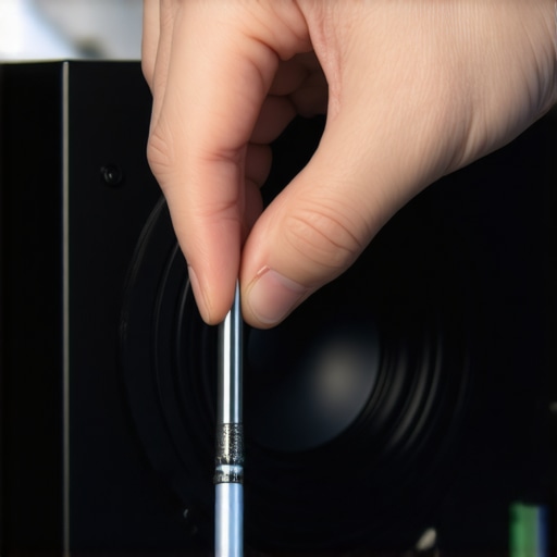 Speaker Terminal Maintenance Technician using contact cleaner and a cloth to clean speaker terminal for maintenance