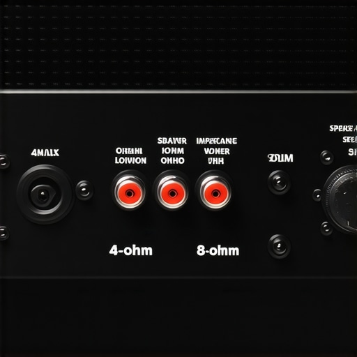 Close-up of the impedance switch on an AV receiver's rear panel.