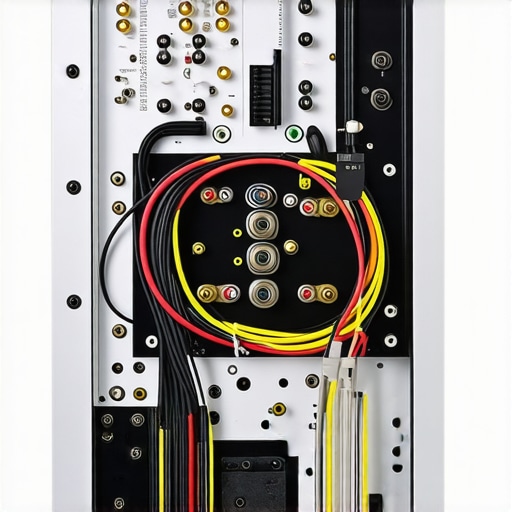 AV Receiver Rear Panel and Impedance Warning Close up of AV receiver connections and wiring for home theater troubleshooting.