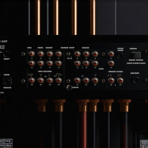 Rear panel speaker connections on a home theater AV receiver with heavy copper speaker wires