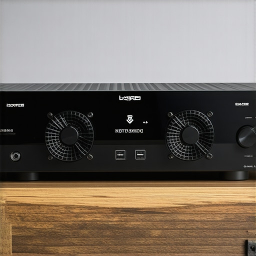 Close up of a receiver in a cabinet with cooling fans installed