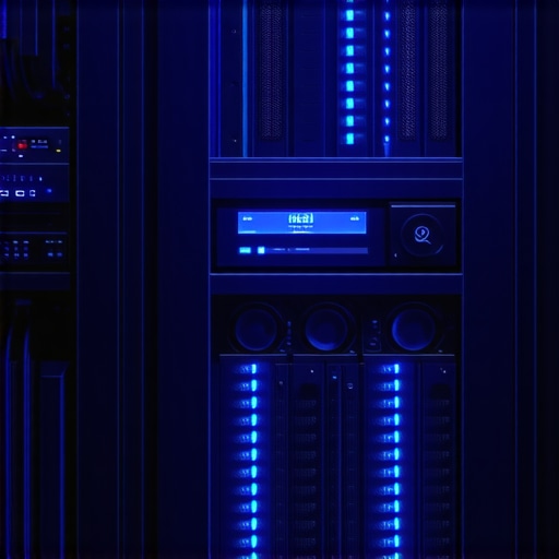 A professional AV rack featuring active cooling fans and organized cable management.