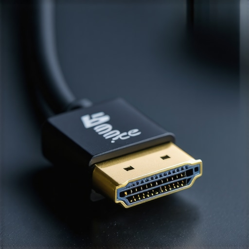A fiber optic HDMI cable connector labeled Source for high bandwidth gaming.