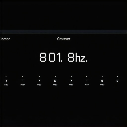 A digital display on a home theater receiver showing a frequency crossover setting of 80Hz.