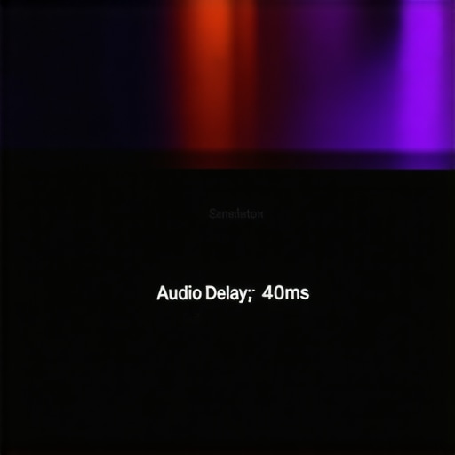 Close-up of an AV receiver screen showing audio delay settings