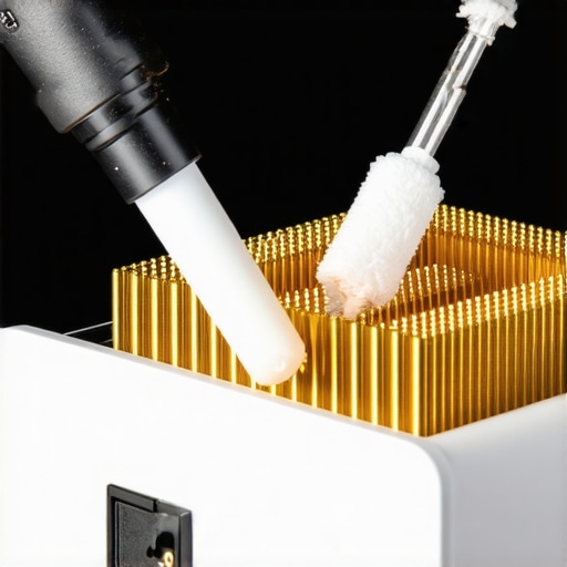 Technician cleaning oxidation off gold-plated speaker terminals on a power amplifier