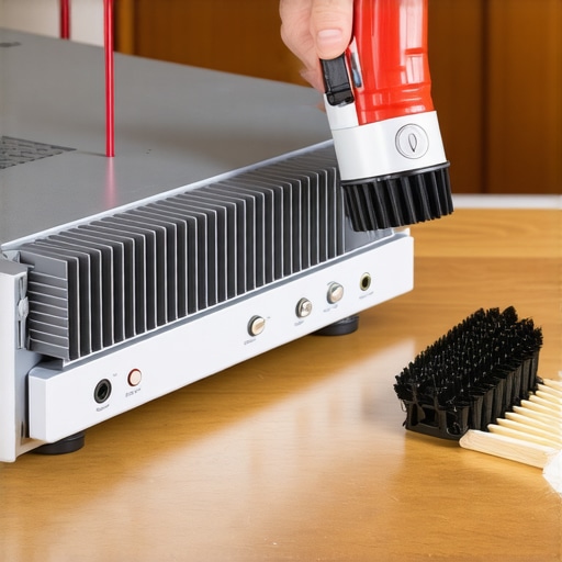 Technician using compressed air to remove dust from receiver components