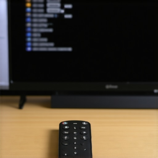 Close-up of a TV screen showing DNS settings being changed to 1.1.1.1 for faster interface performance.