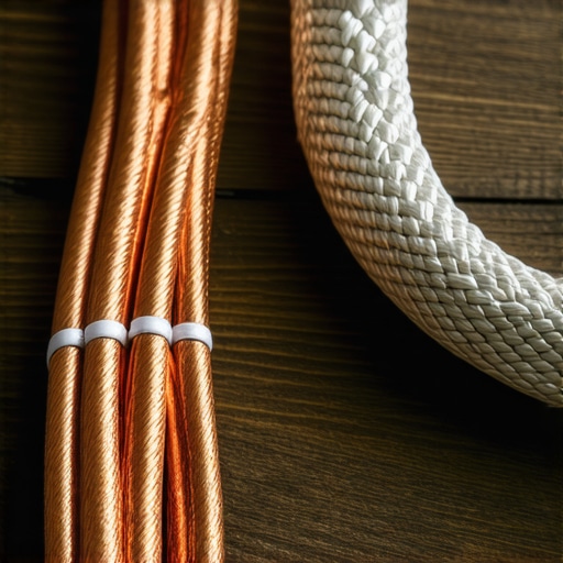 Close-up of copper speaker wire and silver-plated cable strands.