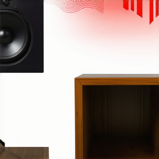Diagram showing sound reflections from placing a center channel inside a cabinet versus an open stand.