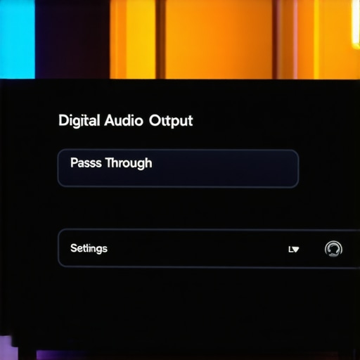TV menu showing digital audio output set to passthrough for bitstream audio.