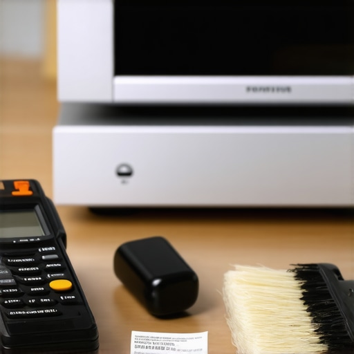 Essential Home Theater Maintenance Tools A collection of maintenance tools for home audio systems including an SPL meter and label maker.