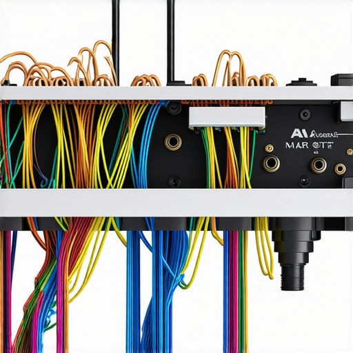 Close up of messy speaker wire strands touching a receiver chassis