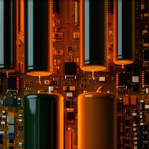 Internal view of a high-end power amplifier showing a massive toroidal transformer and capacitors.