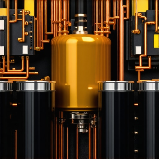 High-End Amplifier Internal Components The internal components of a high-power audio amplifier featuring a large toroidal transformer and power capacitors.