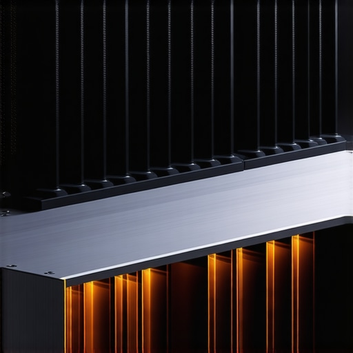 A professional grade power amplifier showing heat sinks for thermal management in a home theater.