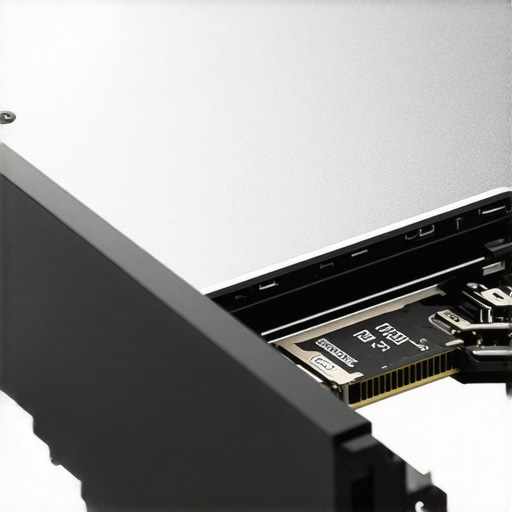 Installing an SSD into a media hub Close-up of a SATA SSD installation for a home theater media hub.