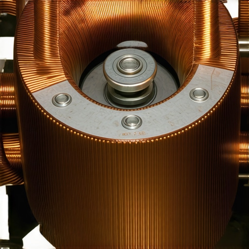 Close-up of a toroidal transformer inside a power amplifier showing mounting hardware