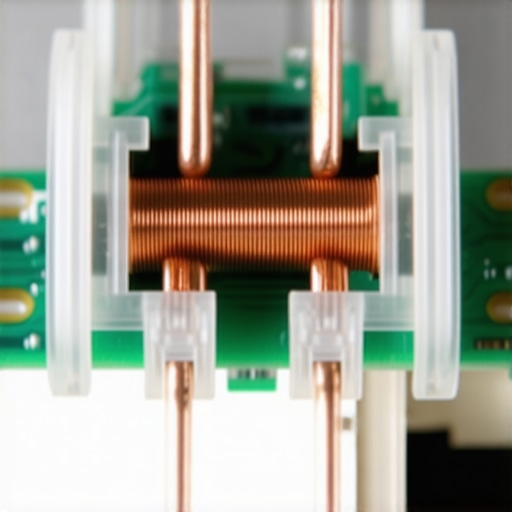 Close up of electronic relay internal components on a PCB