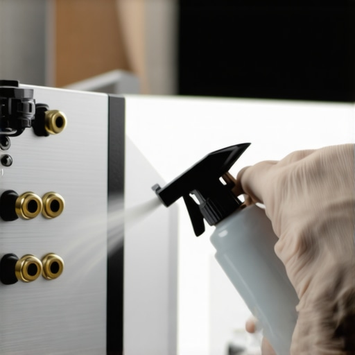 Cleaning speaker terminals on a receiver with contact cleaner.