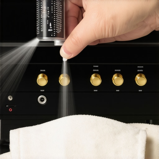 A person cleaning audio terminals to prevent oxidation and improve signal quality.
